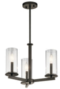 KICHLER 43997OZ Crosby 13.75" 3 Light Convertible Chandelier With Clear Glass Olde Bronze