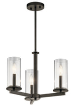KICHLER 43997OZ Crosby 13.75" 3 Light Convertible Chandelier With Clear Glass Olde Bronze