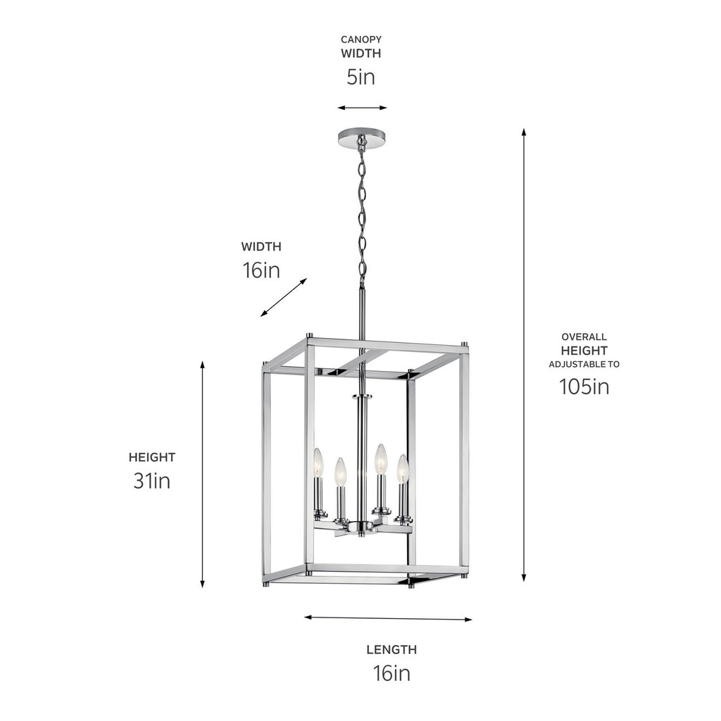 KICHLER 43998CH Crosby 31" 4 Light Foyer Pendant Chrome
