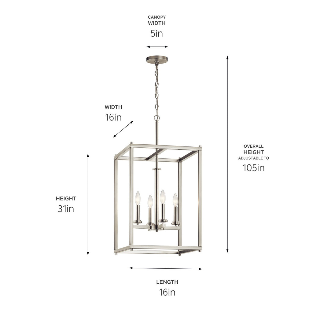 KICHLER 43998NI Crosby 31" 4 Light Foyer Pendant Brushed Nickel