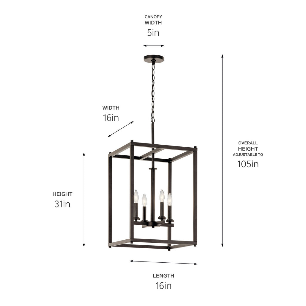 KICHLER 43998OZ Crosby 31" 4 Light Foyer Pendant Olde Bronze