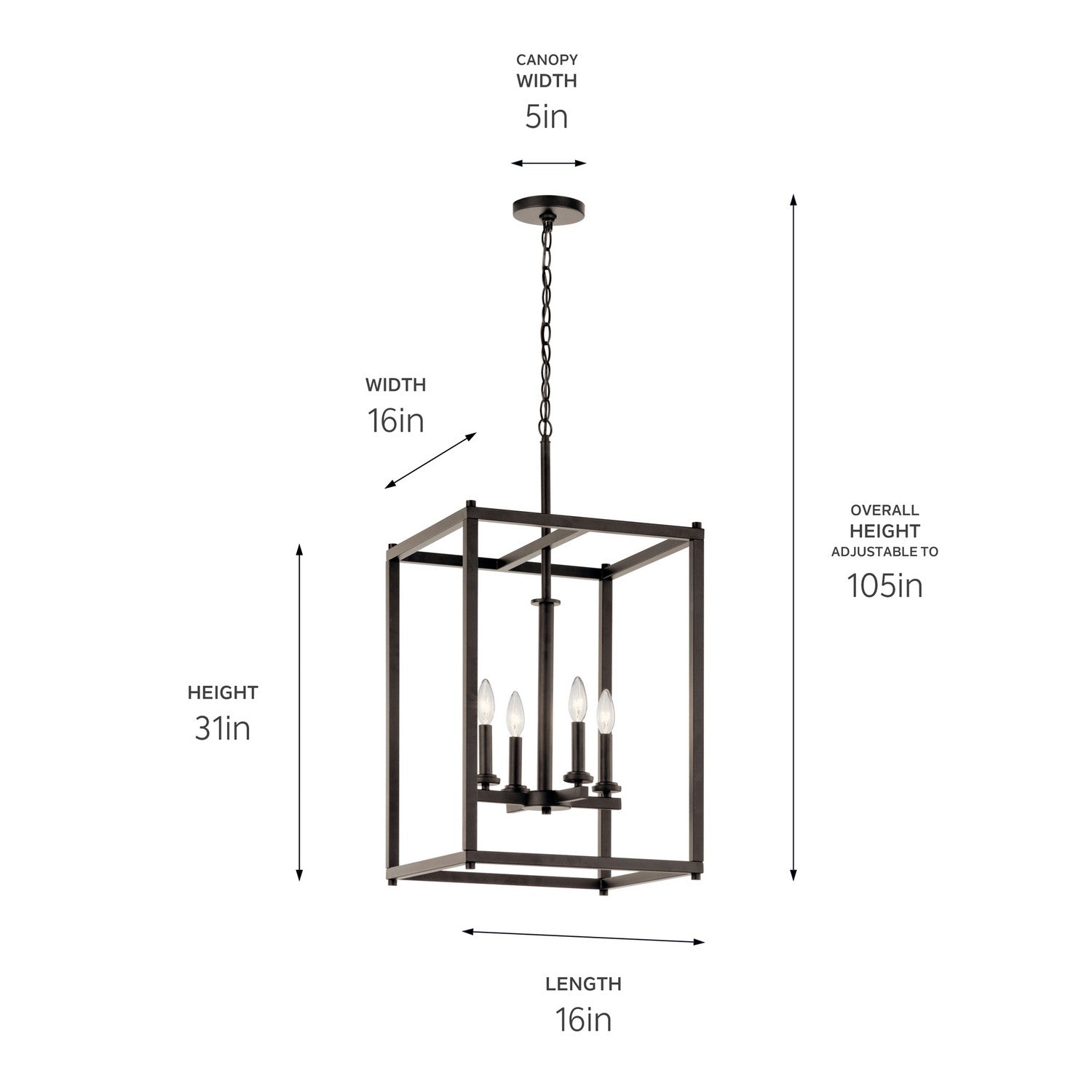 KICHLER 43998OZ Crosby 31" 4 Light Foyer Pendant Olde Bronze