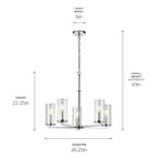 KICHLER 43999CH Crosby 22.25" 5 Light Chandelier Clear Glass Chrome