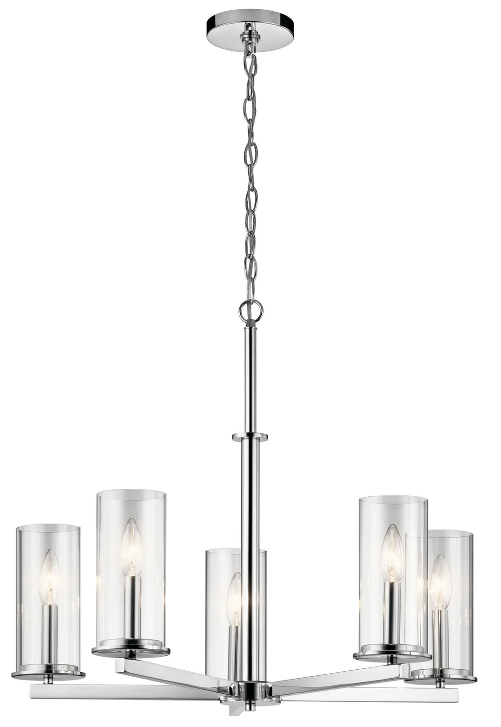 KICHLER 43999CH Crosby 22.25" 5 Light Chandelier Clear Glass Chrome