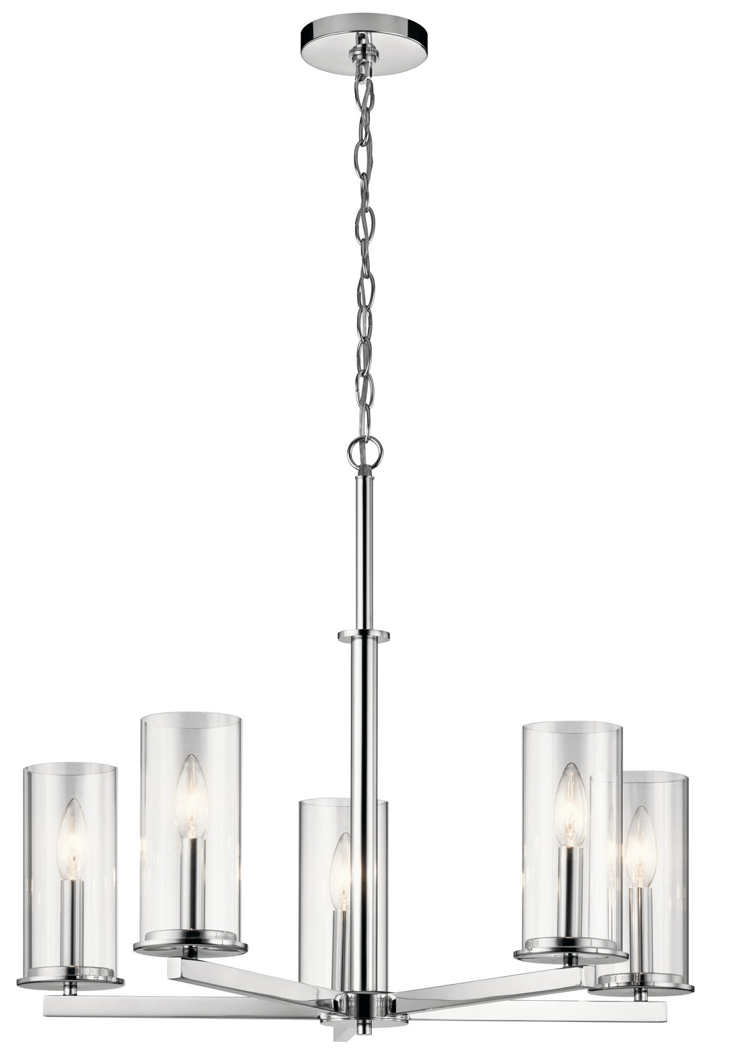 KICHLER 43999CH Crosby 22.25" 5 Light Chandelier Clear Glass Chrome