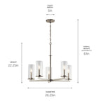 KICHLER 43999NI Crosby 22.25" 5 Light Chandelier Clear Glass Brushed Nickel