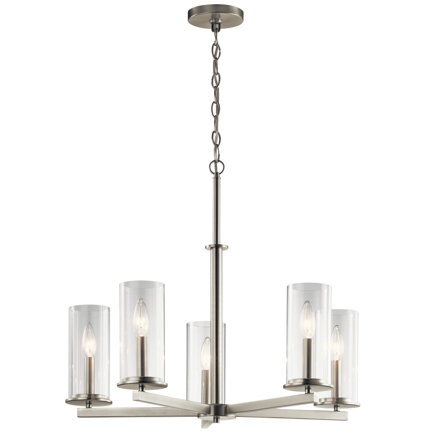 KICHLER 43999NI Crosby 22.25" 5 Light Chandelier Clear Glass Brushed Nickel