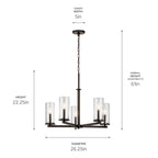 KICHLER 43999OZ Crosby 22.25" 5 Light Chandelier Clear Glass Olde Bronze
