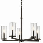 KICHLER 43999OZ Crosby 22.25" 5 Light Chandelier Clear Glass Olde Bronze