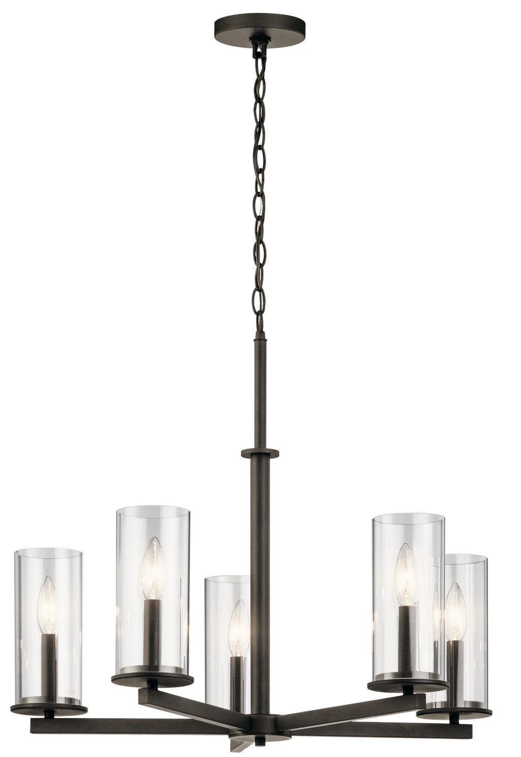 KICHLER 43999OZ Crosby 22.25" 5 Light Chandelier Clear Glass Olde Bronze