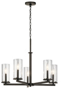 KICHLER 43999OZ Crosby 22.25" 5 Light Chandelier Clear Glass Olde Bronze