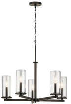 KICHLER 43999OZ Crosby 22.25" 5 Light Chandelier Clear Glass Olde Bronze