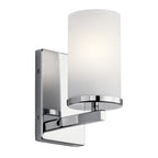 KICHLER 45495CH Crosby 9.25" 1 Light Wall Sconce With Satin Etched Cased Opal Chrome
