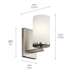 KICHLER 45495NI Crosby 9.25" 1 Light Wall Sconce With Satin Etched Cased Opal Brushed Nickel
