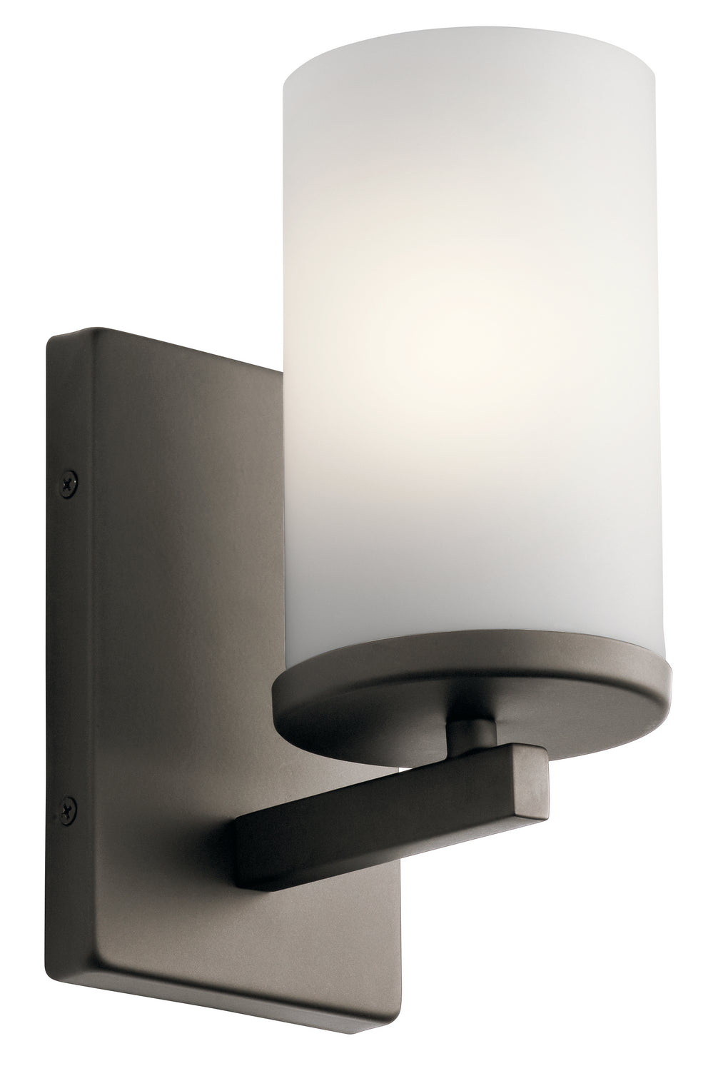 KICHLER 45495OZ Crosby 9.25" 1 Light Wall Sconce With Satin Etched Cased Opal Olde Bronze