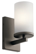 KICHLER 45495OZ Crosby 9.25" 1 Light Wall Sconce With Satin Etched Cased Opal Olde Bronze