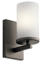 KICHLER 45495OZ Crosby 9.25" 1 Light Wall Sconce With Satin Etched Cased Opal Olde Bronze