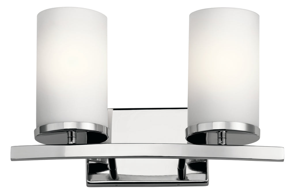 KICHLER 45496CH Crosby 15" 2 Light Vanity Light Satin Etched Cased Opal Chrome