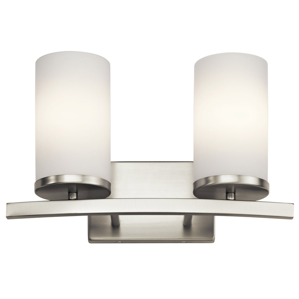 KICHLER 45496NI Crosby 15" 2 Light Vanity Light Satin Etched Cased Opal Brushed Nickel