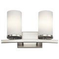 KICHLER 45496NI Crosby 15" 2 Light Vanity Light Satin Etched Cased Opal Brushed Nickel