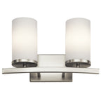 KICHLER 45496NI Crosby 15" 2 Light Vanity Light Satin Etched Cased Opal Brushed Nickel