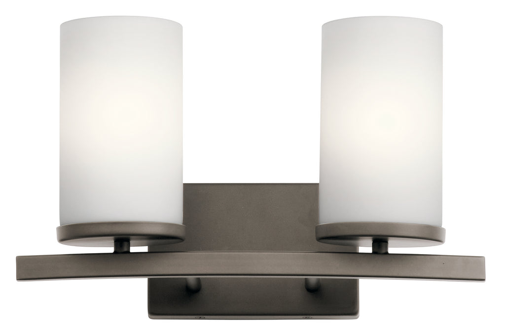 KICHLER 45496OZ Crosby 15" 2 Light Vanity Light Satin Etched Cased Opal Olde Bronze