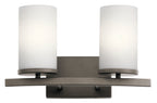 KICHLER 45496OZ Crosby 15" 2 Light Vanity Light Satin Etched Cased Opal Olde Bronze