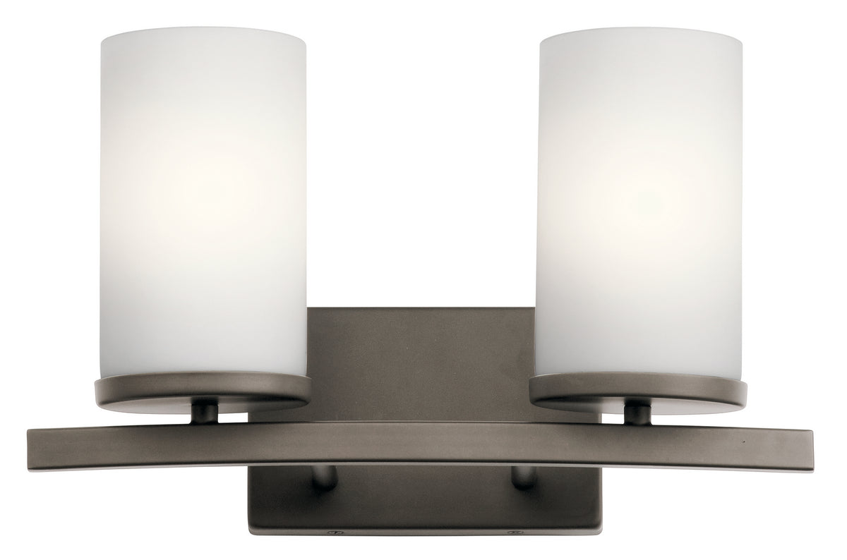 KICHLER 45496OZ Crosby 15" 2 Light Vanity Light Satin Etched Cased Opal Olde Bronze