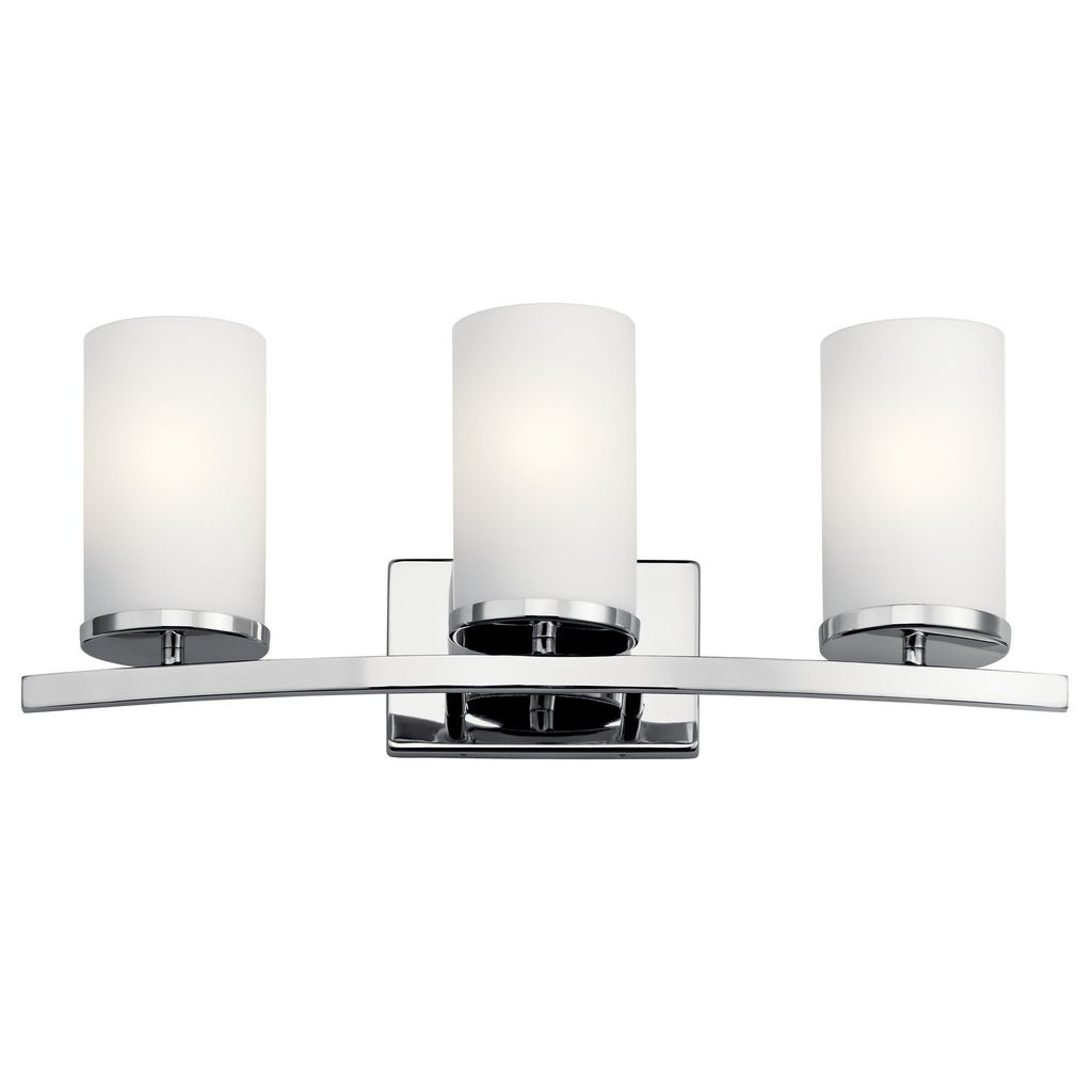KICHLER 45497CH Crosby 23" 3 Light Vanity Light Satin Etched Cased Opal Chrome