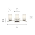 KICHLER 45497NI Crosby 23" 3 Light Vanity Light Satin Etched Cased Opal Brushed Nickel