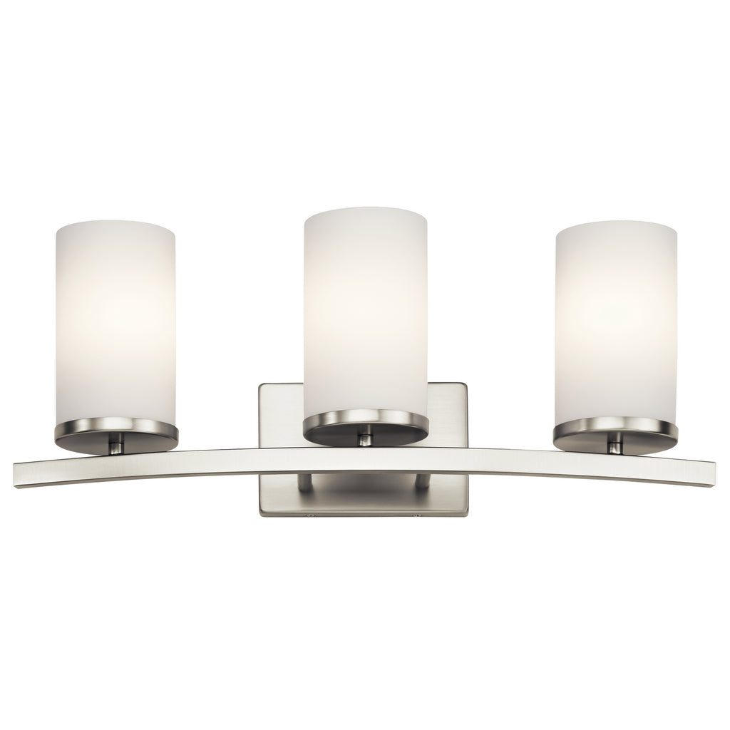 KICHLER 45497NI Crosby 23" 3 Light Vanity Light Satin Etched Cased Opal Brushed Nickel