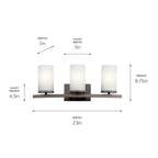 KICHLER 45497OZ Crosby 23" 3 Light Vanity Light Satin Etched Cased Opal Olde Bronze