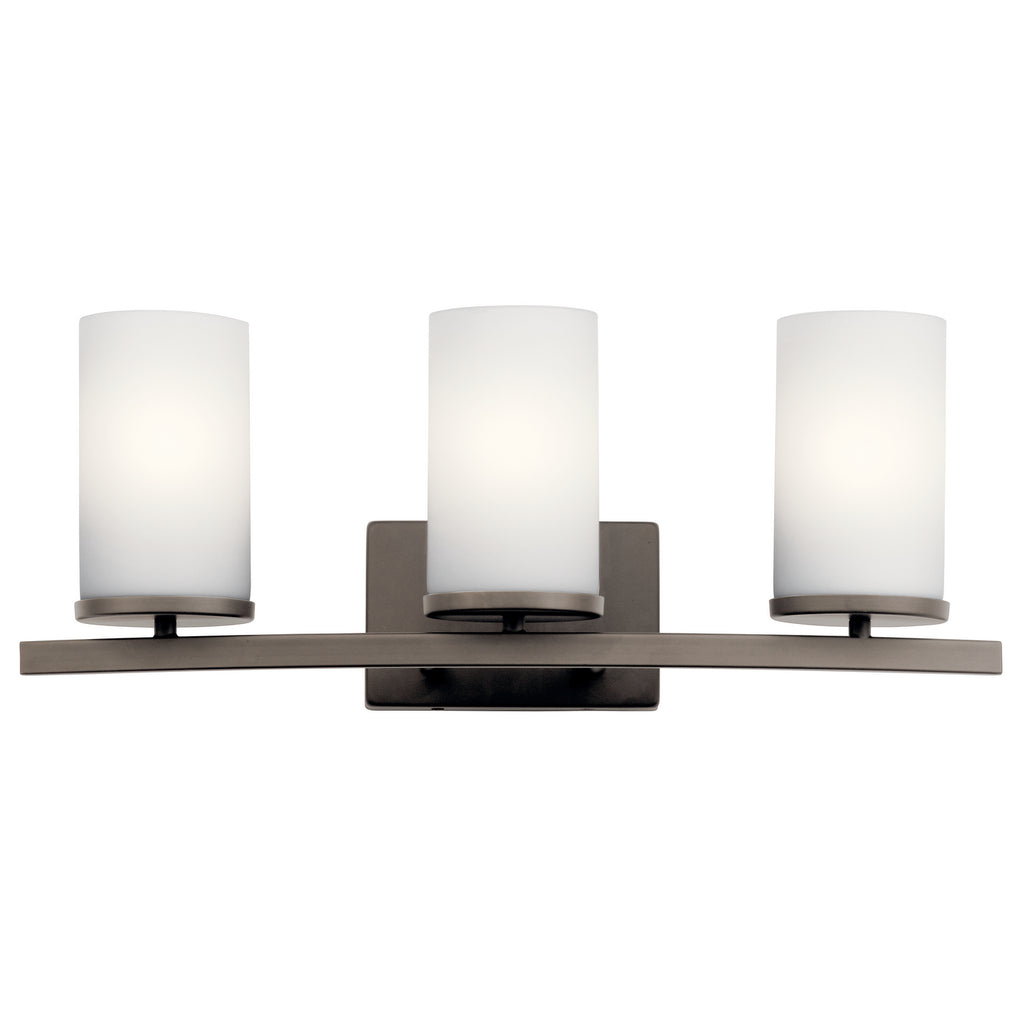KICHLER 45497OZ Crosby 23" 3 Light Vanity Light Satin Etched Cased Opal Olde Bronze