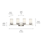 KICHLER 45498NI Crosby 31" 4 Light Vanity Light Satin Etched Cased Opal Brushed Nickel