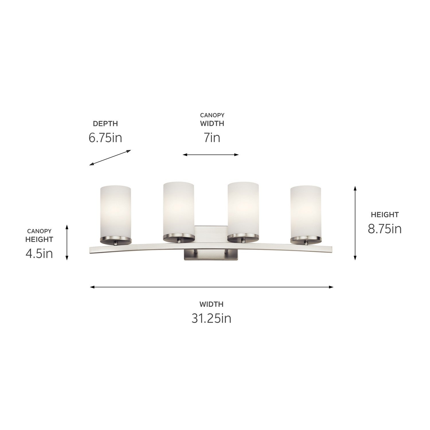 KICHLER 45498NI Crosby 31" 4 Light Vanity Light Satin Etched Cased Opal Brushed Nickel
