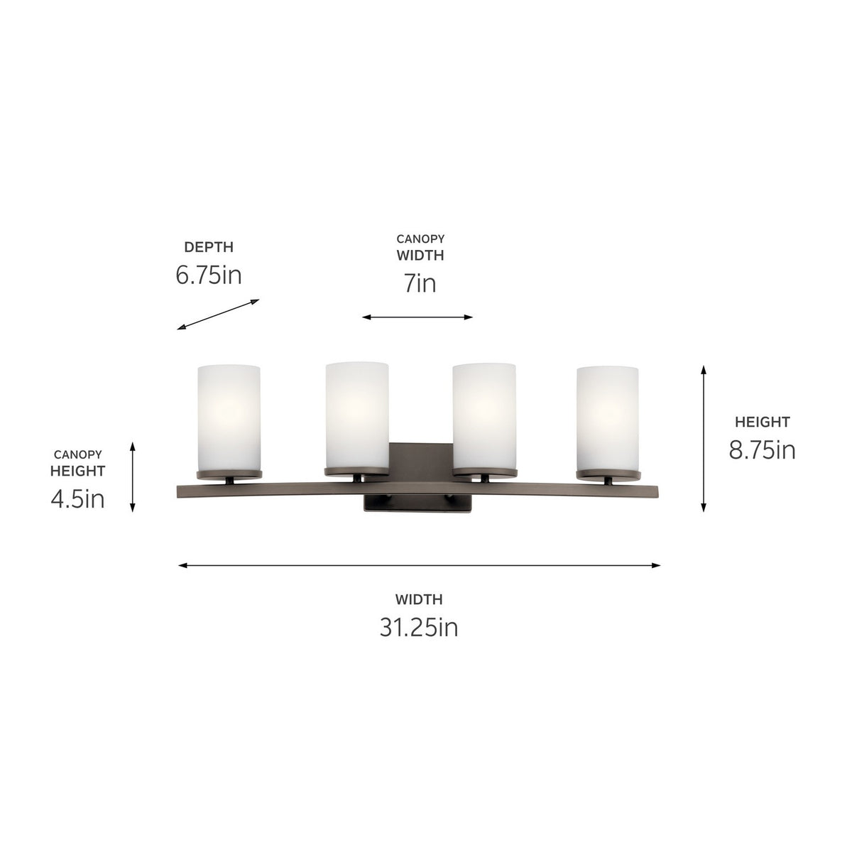 KICHLER 45498OZ Crosby 31" 4 Light Vanity Light Satin Etched Cased Opal Olde Bronze