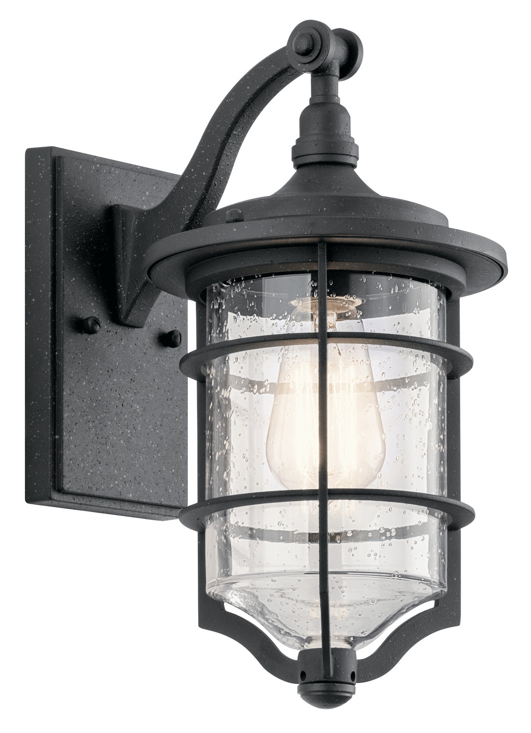 KICHLER 49126DBK Royal Marine 13.25" 1 Light Outdoor Wall Light With Clear Seeded Glass In Distressed Black