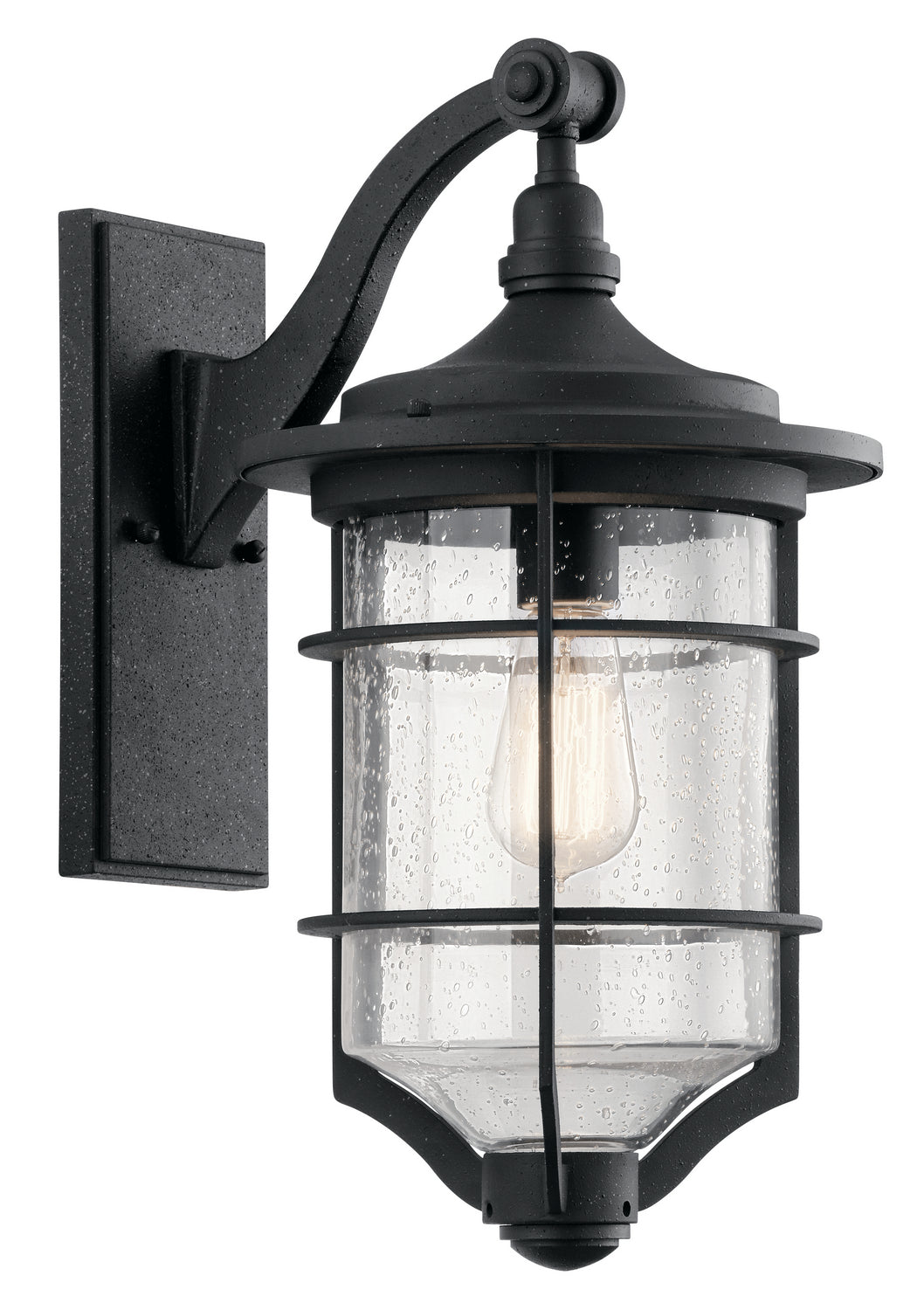 KICHLER 49127DBK Royal Marine 18.25" 1 Light Outdoor Wall Light With Clear Seeded Glass In Distressed Black
