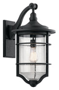 KICHLER 49128DBK Royal Marine 21.75" 1 Light Outdoor Wall Light With Clear Seeded Glass In Distressed Black