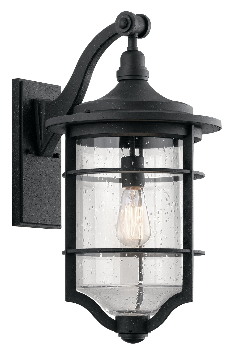 KICHLER 49128DBK Royal Marine 21.75" 1 Light Outdoor Wall Light With Clear Seeded Glass In Distressed Black