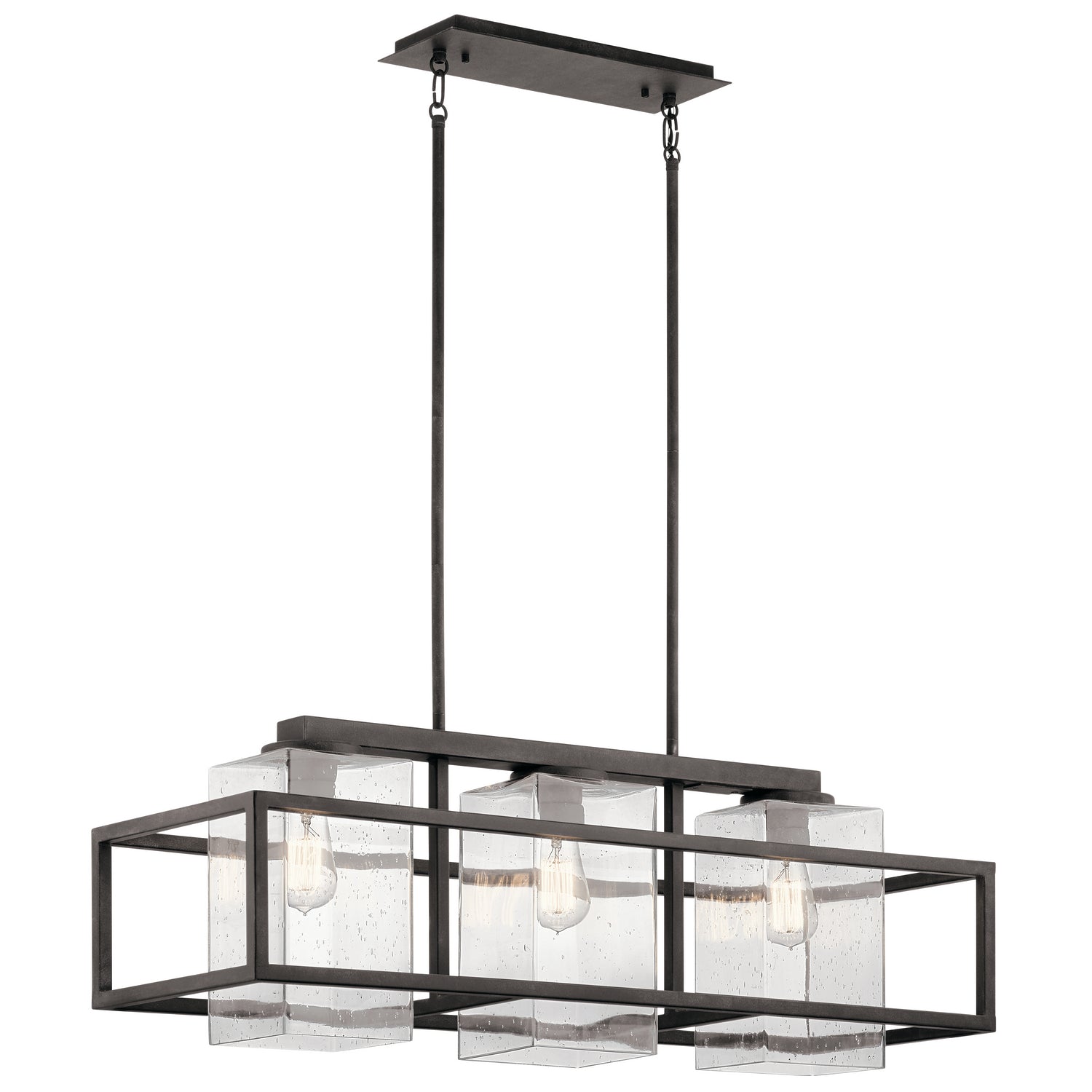 KICHLER 49805WZC Wright 3 Light Linear Chandelier Weathered Zinc