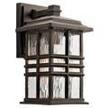 KICHLER 49829OZ Beacon Square 12" 1 Light Outdoor Wall Light With Clear Hammered Glass In Olde Bronze
