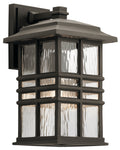 KICHLER 49830OZ Beacon Square 14.25" 1 Light Outdoor Wall Light With Clear Hammered Glass In Olde Bronze