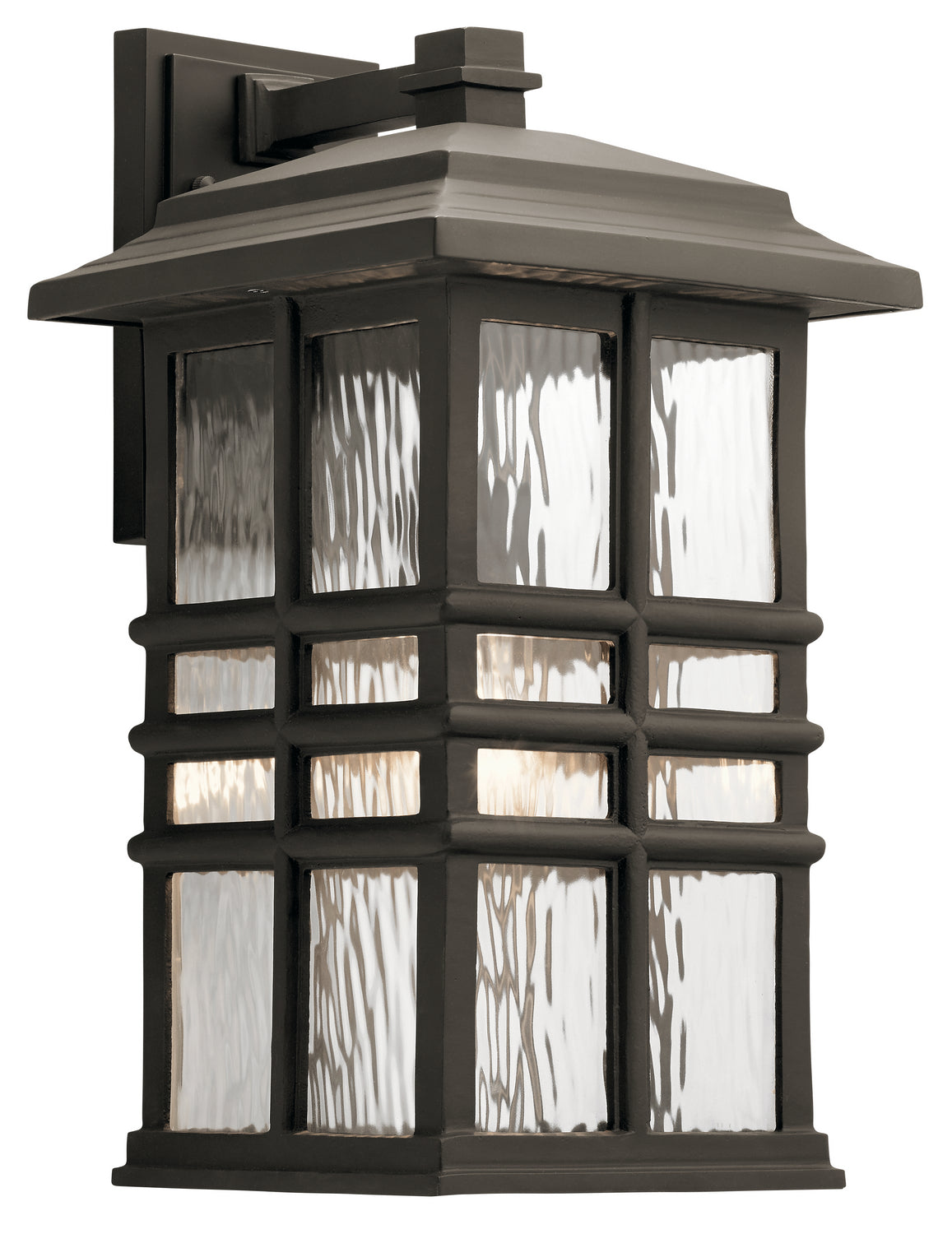 KICHLER 49831OZ Beacon Square 17.5" 1 Light Outdoor Wall Light With Clear Hammered Glass In Olde Bronze