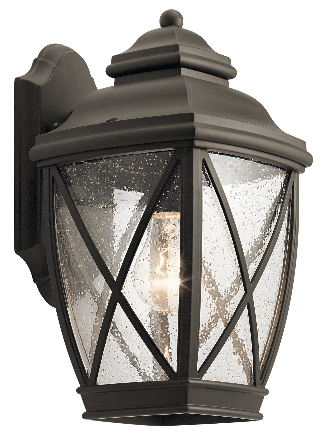 KICHLER 49841OZ Tangier 13.5" 1 Light Outdoor Wall Light With Clear Seeded Glass In Olde Bronze