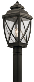 KICHLER 49843OZ Tangier 19.75" 1 Light Outdoor Post Light With Clear Seeded Glass In Olde Bronze