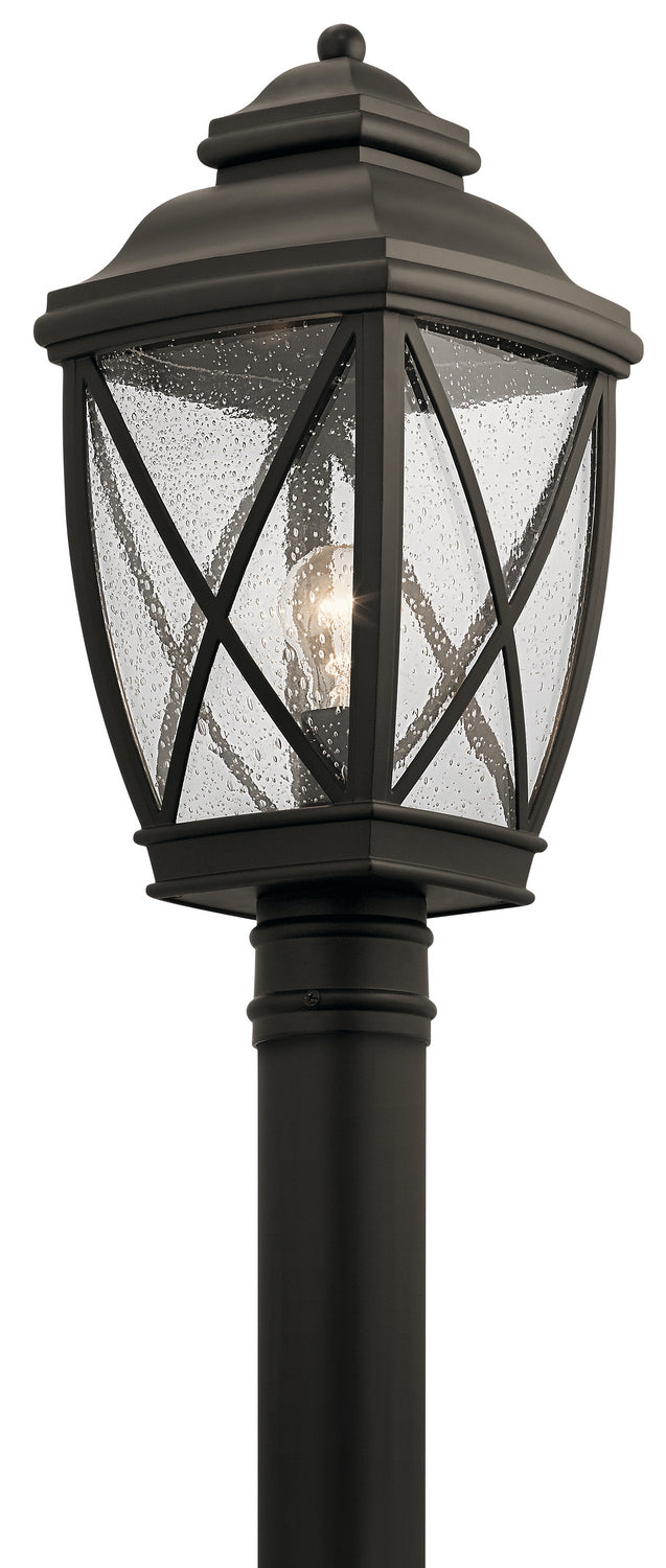 KICHLER 49843OZ Tangier 19.75" 1 Light Outdoor Post Light With Clear Seeded Glass In Olde Bronze