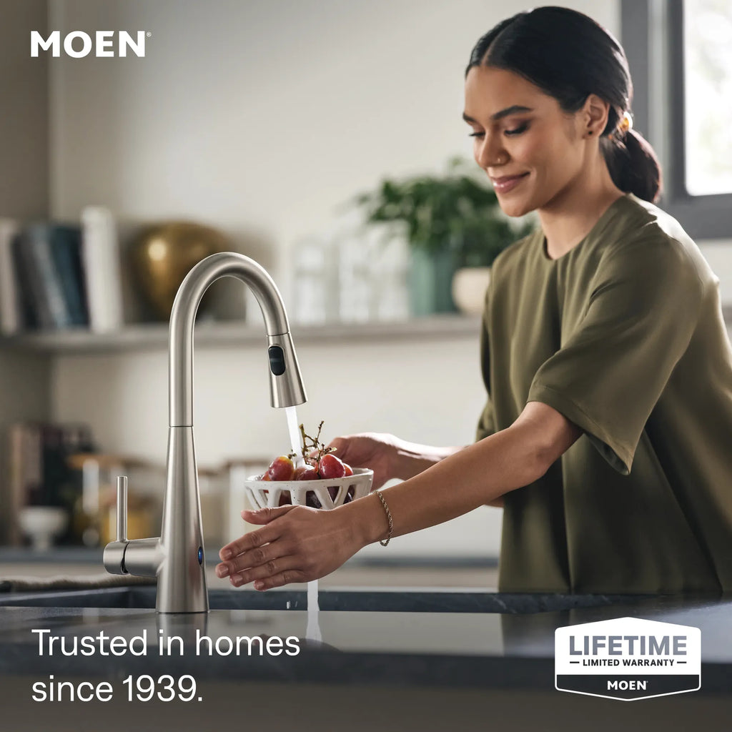MOEN 7864EWSRS Sleek Motionsense Wave One-Handle Pulldown Touchless Kitchen Faucet - Spot Resist Stainless