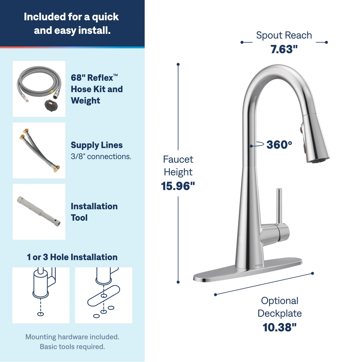 MOEN 7864 Sleek One-Handle High Arc Pulldown Kitchen Faucet - Chrome
