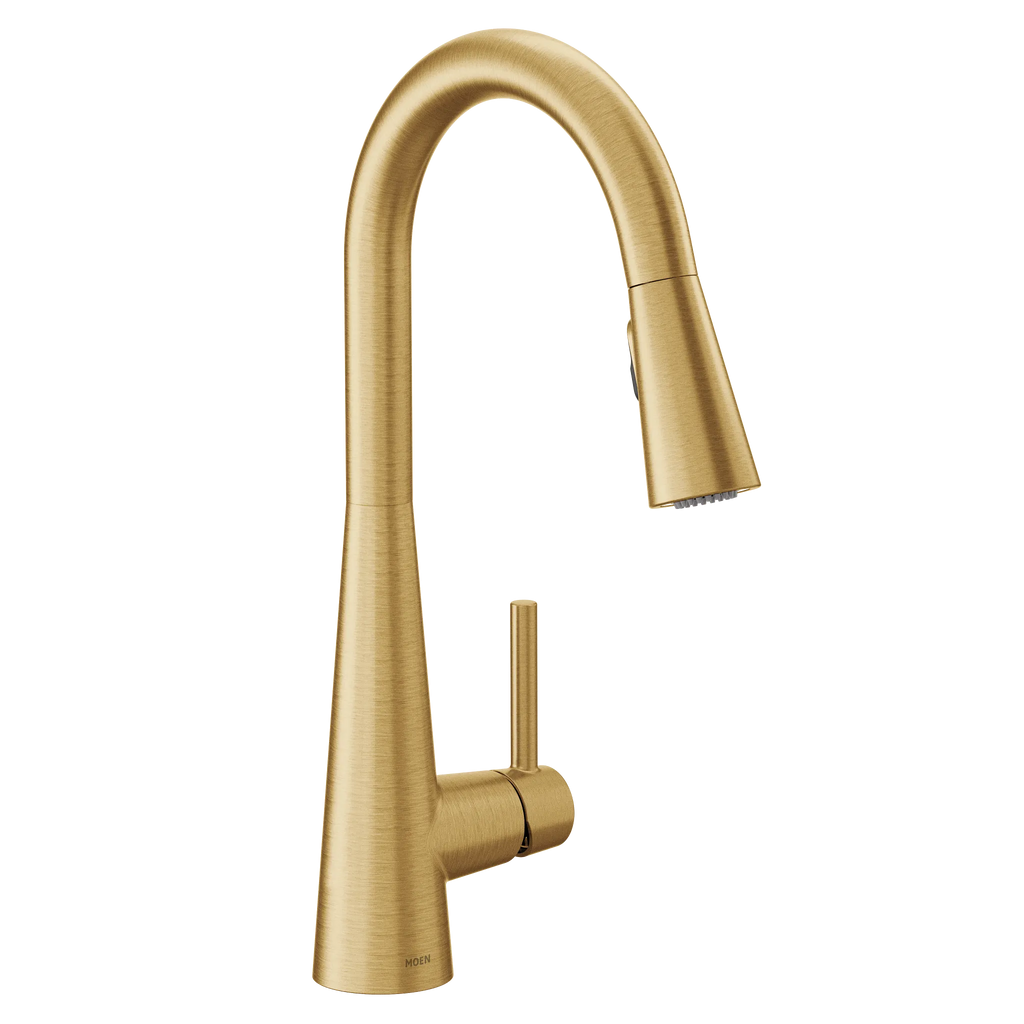 MOEN 7864BG Sleek One-Handle High Arc Pulldown Kitchen Faucet - Brushed Gold
